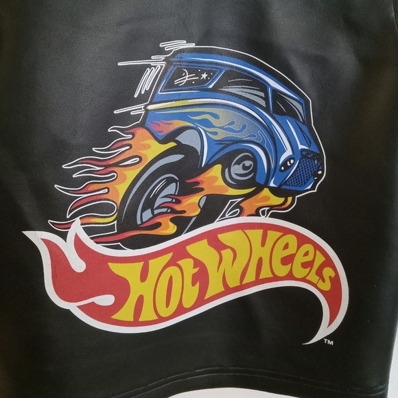 Hot Wheels Black faux leather jacket biker rocker look kids size 5/6 RARE - Picture 3 of 10
